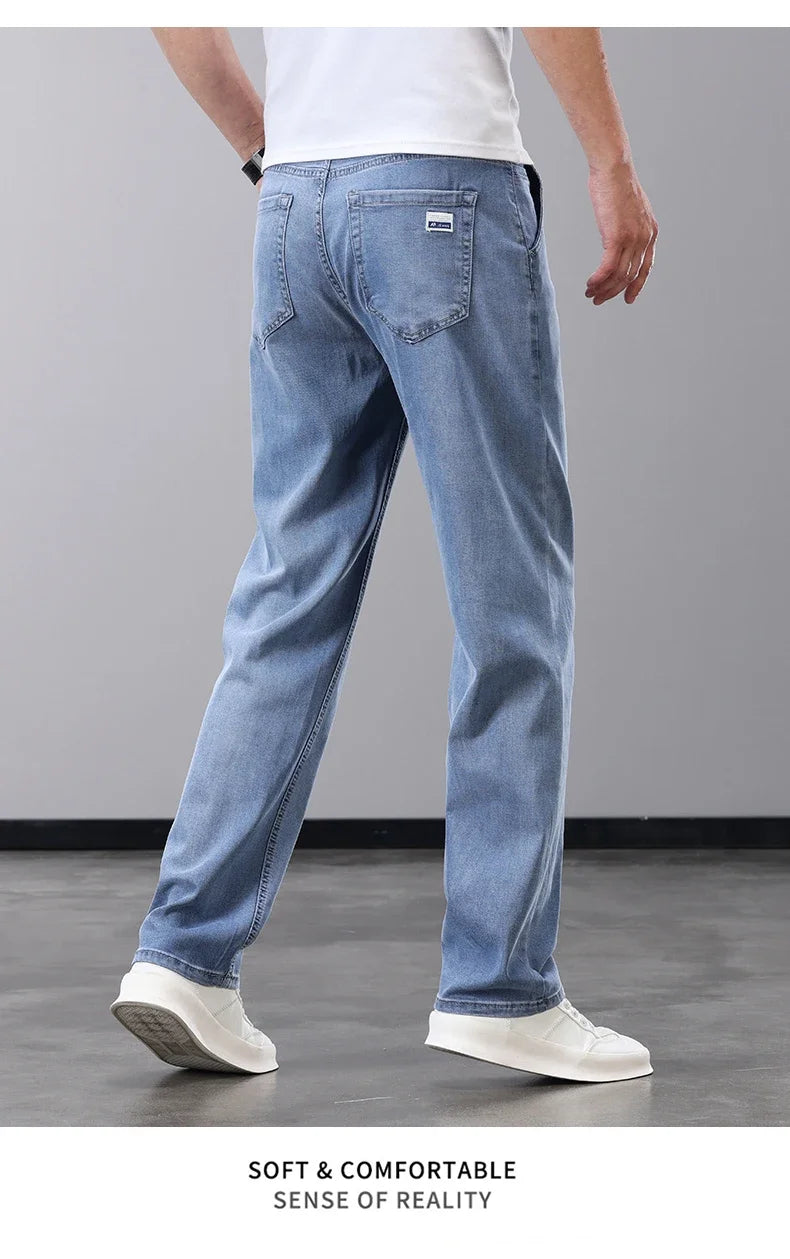 Men's Summer Thin Jeans | Soft Breathable Denim Casual Trousers