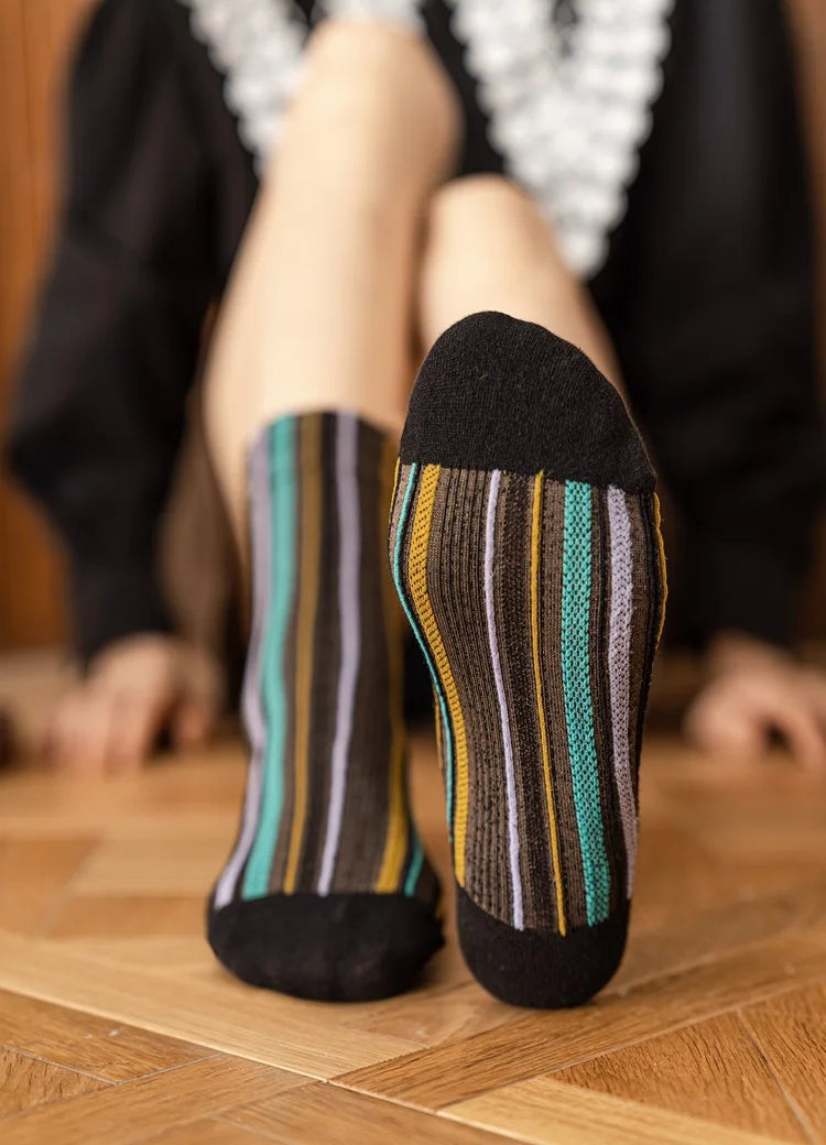 Colorful Striped Women's Crew Socks | Vintage Harajuku Style