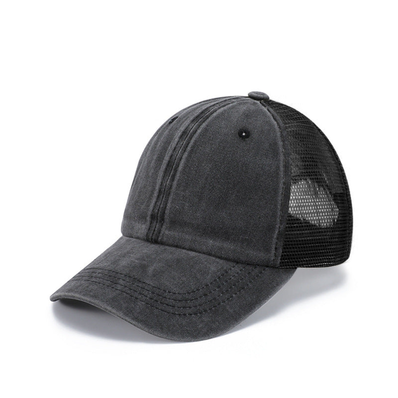 Washed Cotton Baseball Cap with Mesh Panels | Stylish & Breathable