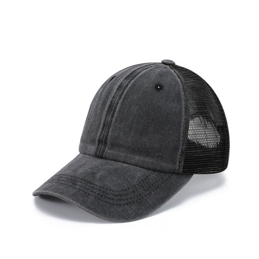 Washed Cotton Baseball Cap with Mesh Panels | Stylish & Breathable