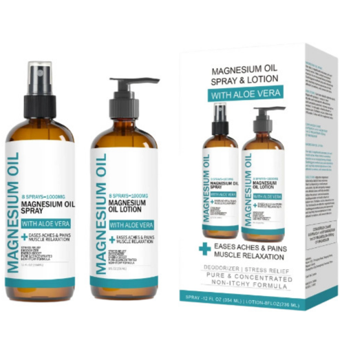 Magnesium Oil Body Care Spray & Lotion Kit for Muscle Relief