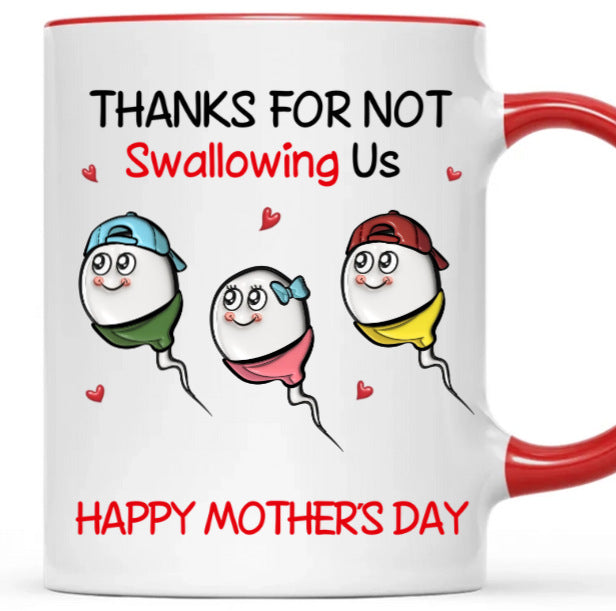 Family Cartoon Heart Design Ceramic Mug | Fun and Charming