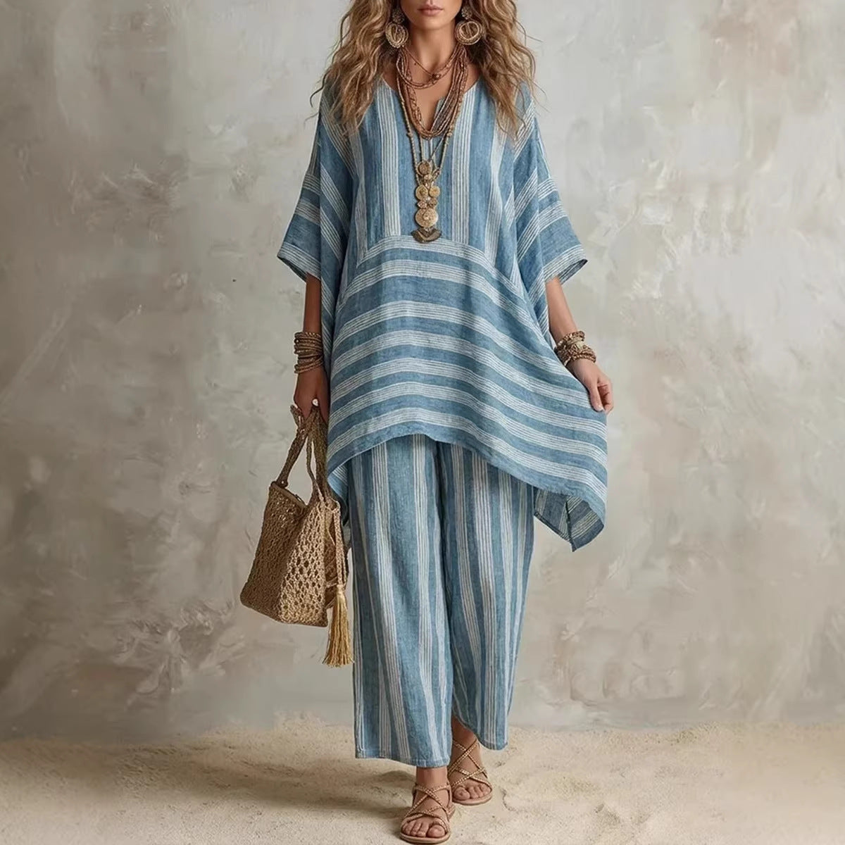Stylish Women's Striped Casual Two-Piece Set | Effortless Fashion