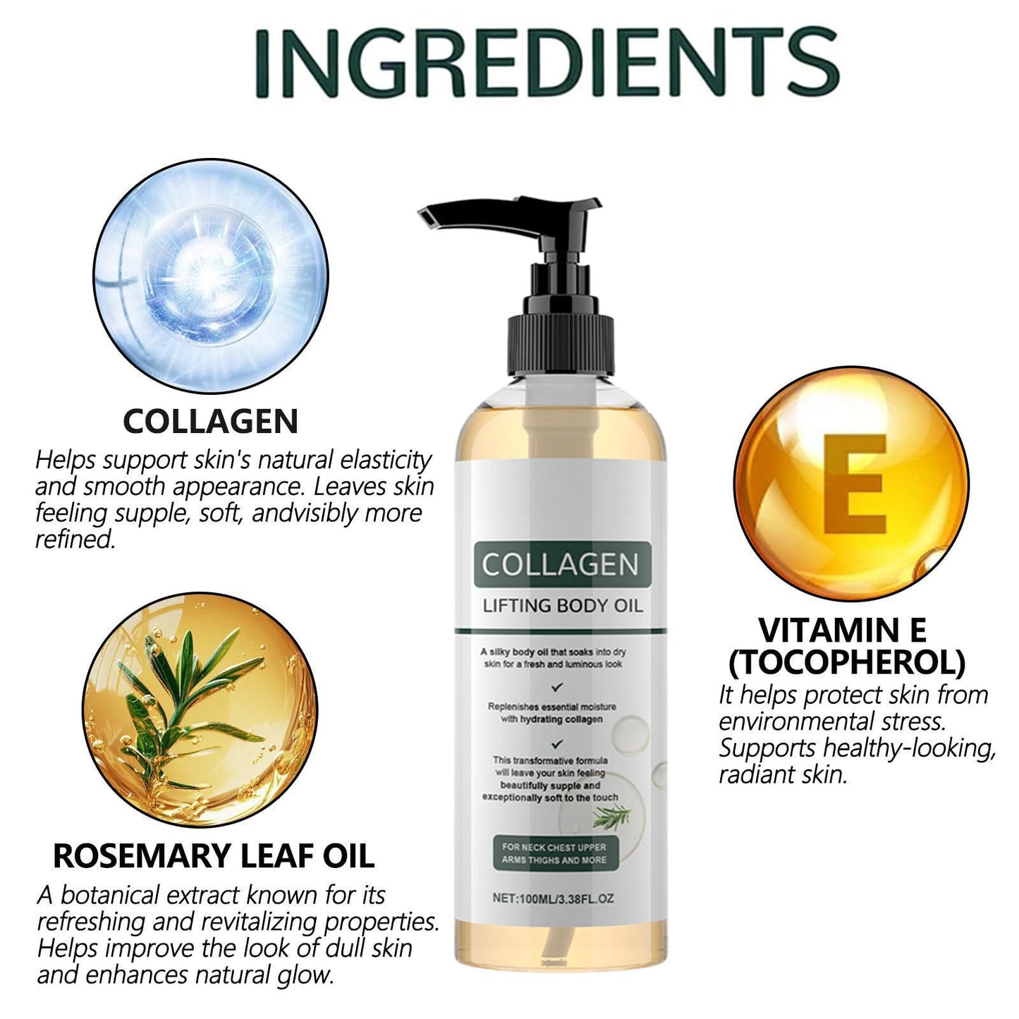 Collagen Lifting Body Oil | Enhance Skin Elasticity & Brightness