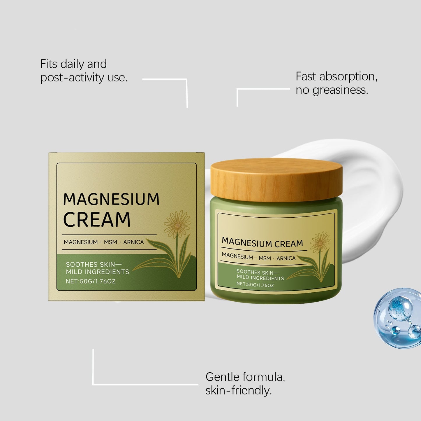 Plant Extract Soothing Massage Cream for Gentle Care of Wrist and Knee Skin