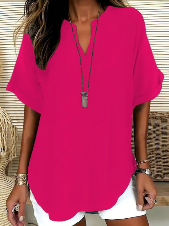 Loose Solid Color Women's Casual Shirt | Chic Summer Relaxation