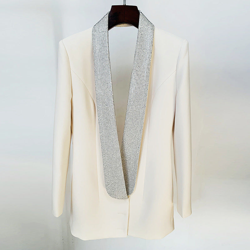 Women's Rhinestone Backless Blazer Dress | Elegant Fashion Statement