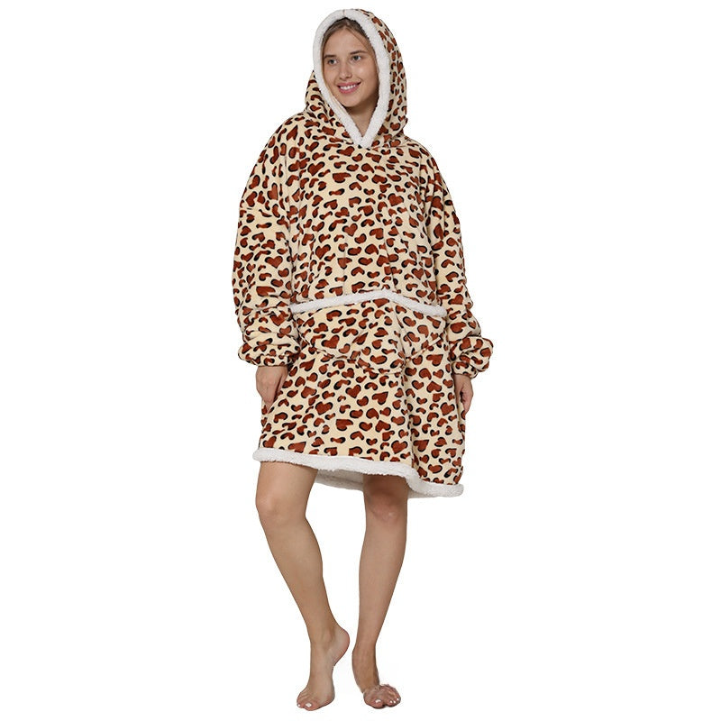 Cozy Lamb Wool Hooded Blanket Pullover | Warm & Soft Wearable Blanket