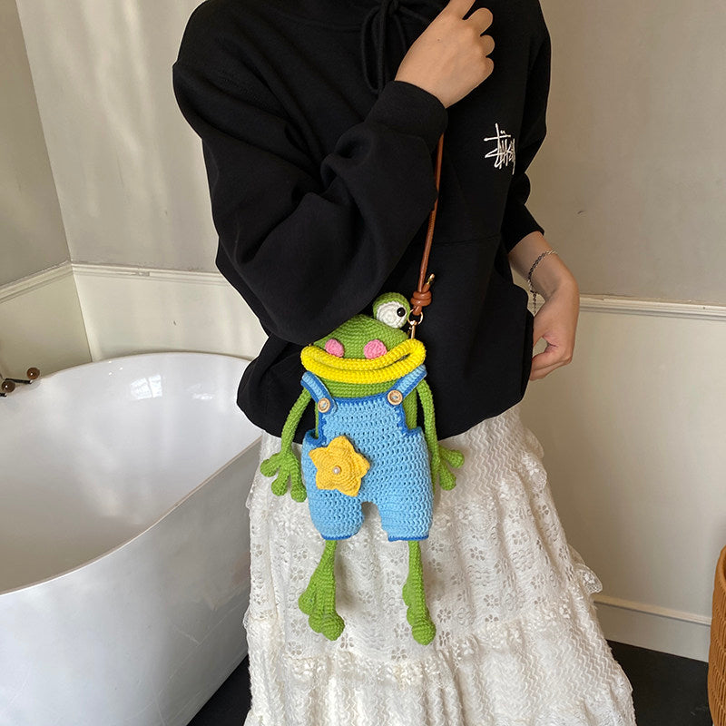 Quirky Frog Crochet Phone Crossbody Bag | Unique Fashion Accessory