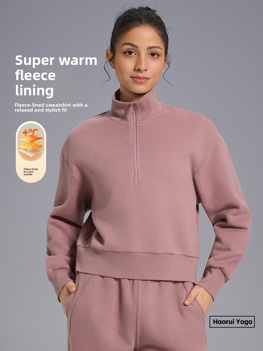 Women's Fleece-Lined Half-Zip Sweatshirt | Cozy & Versatile Style