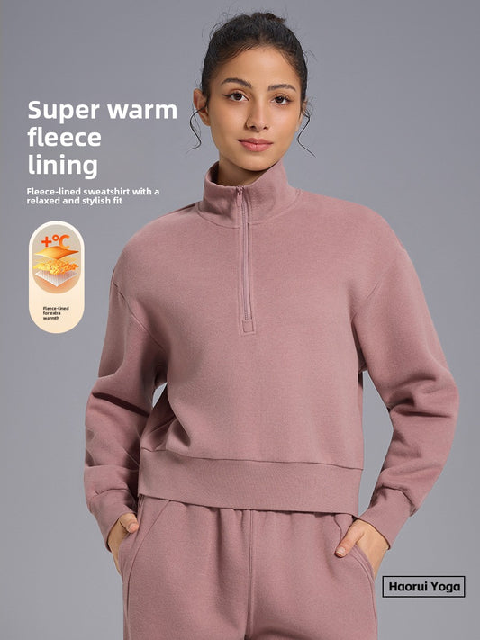 Women's Fleece-Lined Half-Zip Sweatshirt | Cozy & Versatile Style