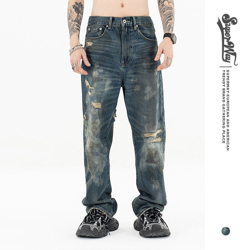Washed Japanese Casual Straight Jeans | Vintage Comfort Style