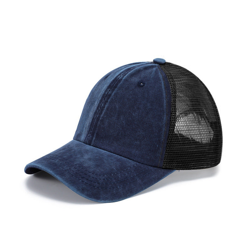 Washed Cotton Baseball Cap with Mesh Panels | Stylish & Breathable