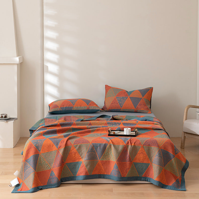Jacquard Gauze Bed Cover Blanket | Elegant Lightweight Comfort