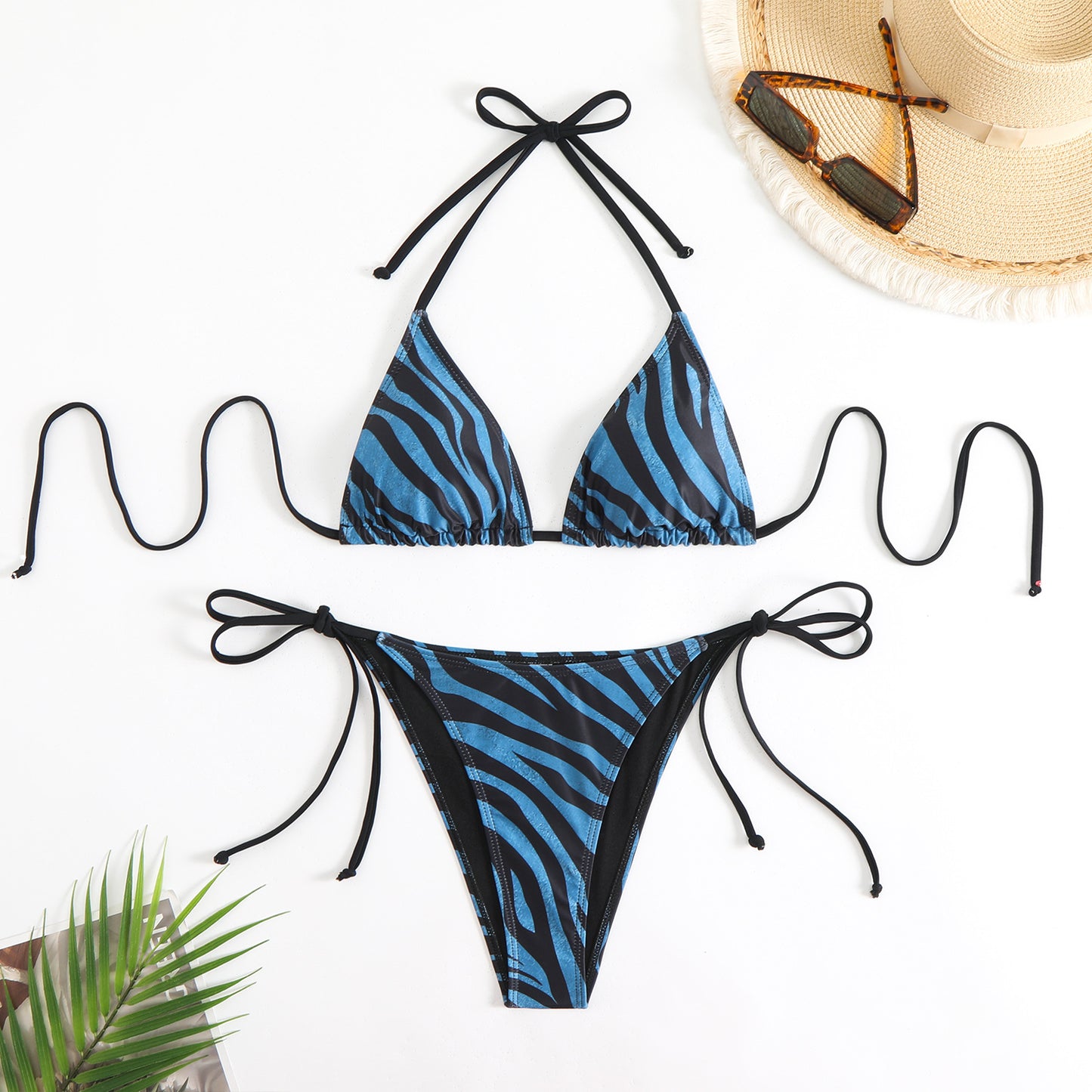 Zebra Print Lace-up Bikini Set | Stylish Beachwear for Summer