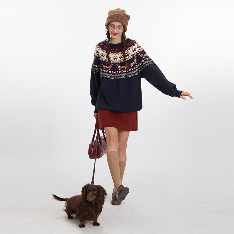 Vintage Fair Isle Contrast Sweater | Cozy Loose Fit Pullover