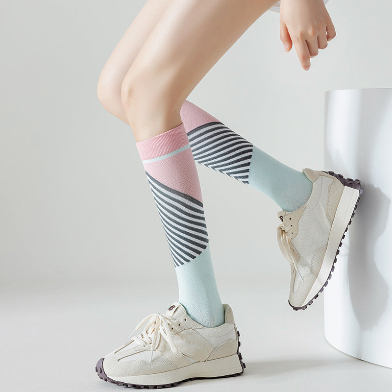 Women's Striped Compression Sports Socks | Comfort & Support