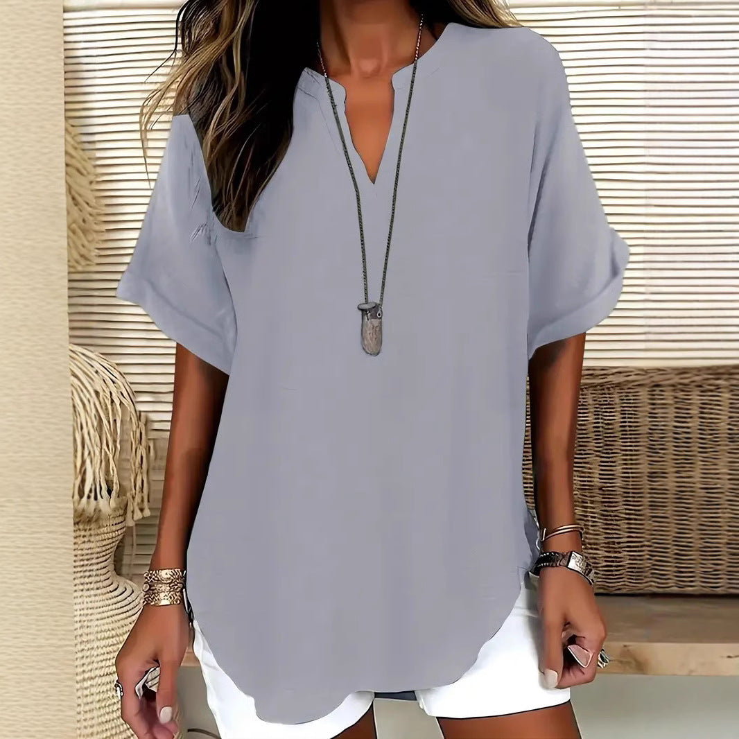 Loose Solid Color Women's Casual Shirt | Chic Summer Relaxation