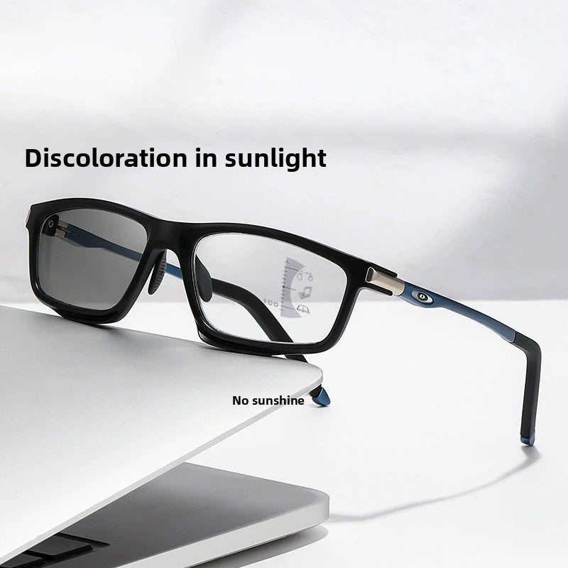 Multifocal Photochromic Reading Glasses with Spring Hinges