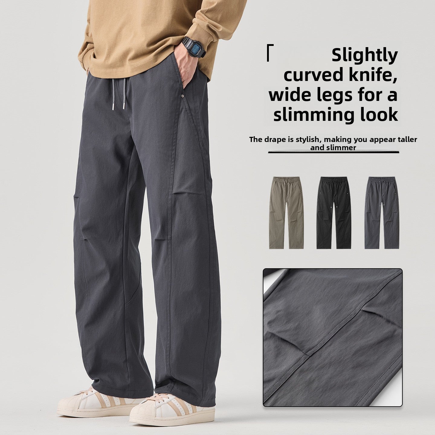 Men's Elastic Waist Wide-Leg Casual Pants | Versatile Style