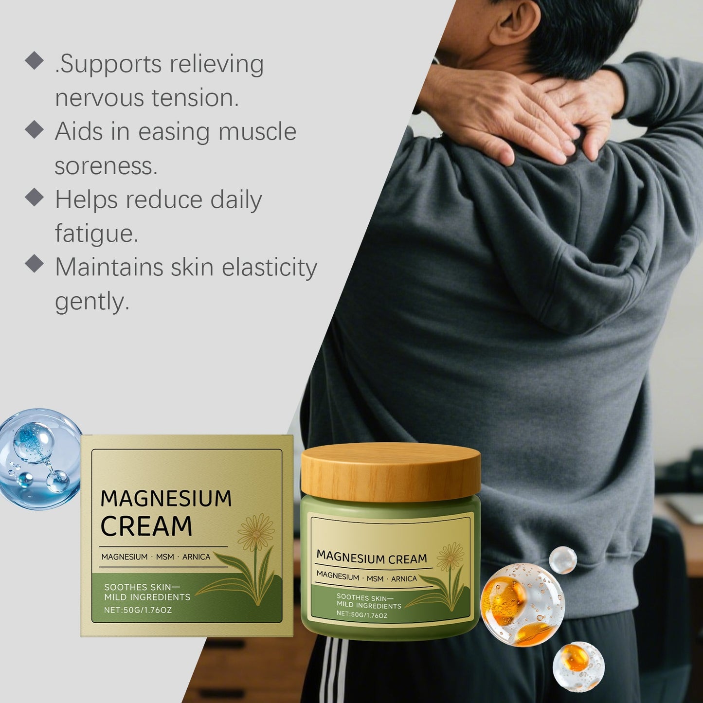 Plant Extract Soothing Massage Cream for Gentle Care of Wrist and Knee Skin