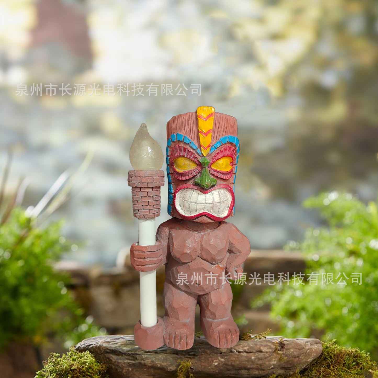 Smiley Totem Solar Resin Garden Decoration | Whimsical Outdoor Charm