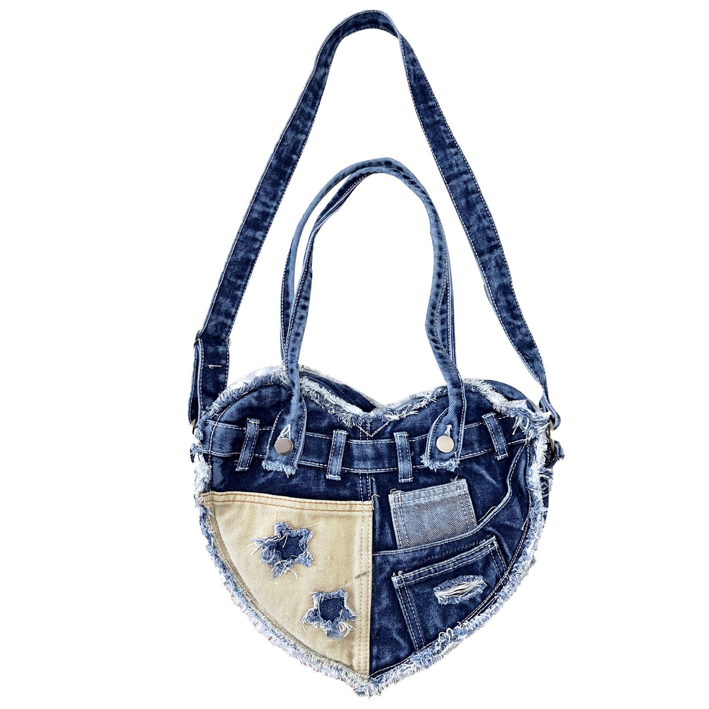 Stylish Denim Crossbody Bag with Love Design | Trendy & Practical