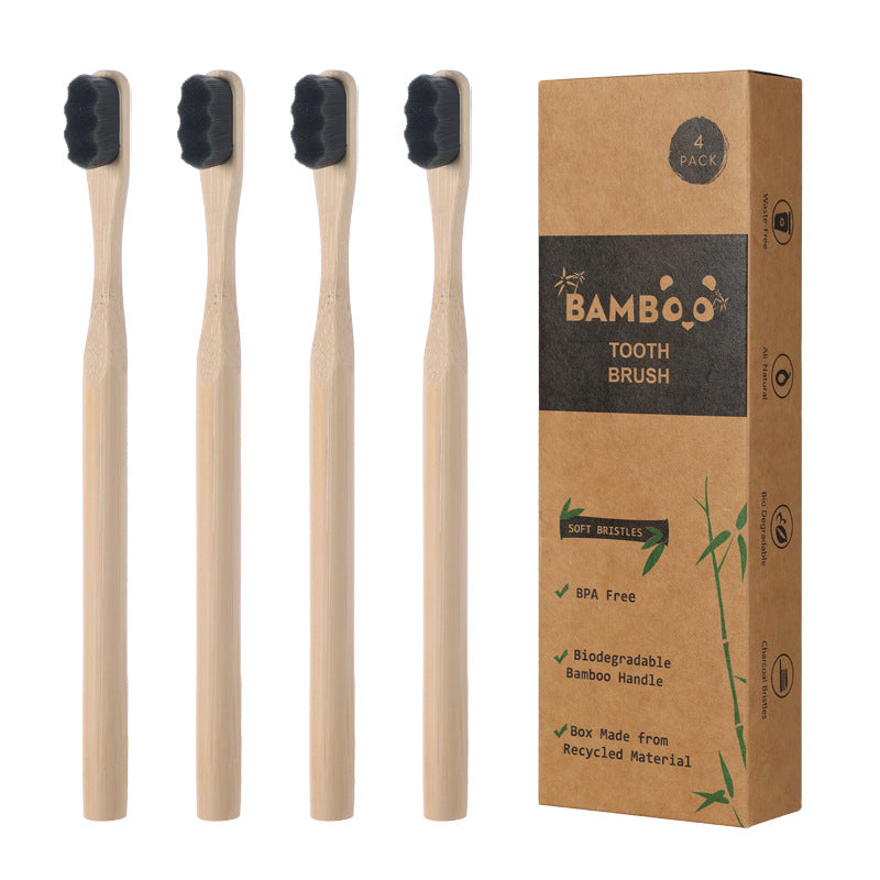 Eco-Friendly Bamboo Toothbrush 4-Pack | Natural Bristles