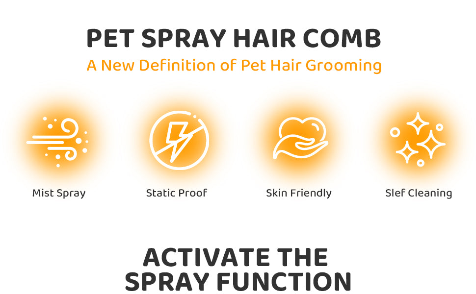 Pet Hair Comb With Spray Function | Grooming Tool for Cats
