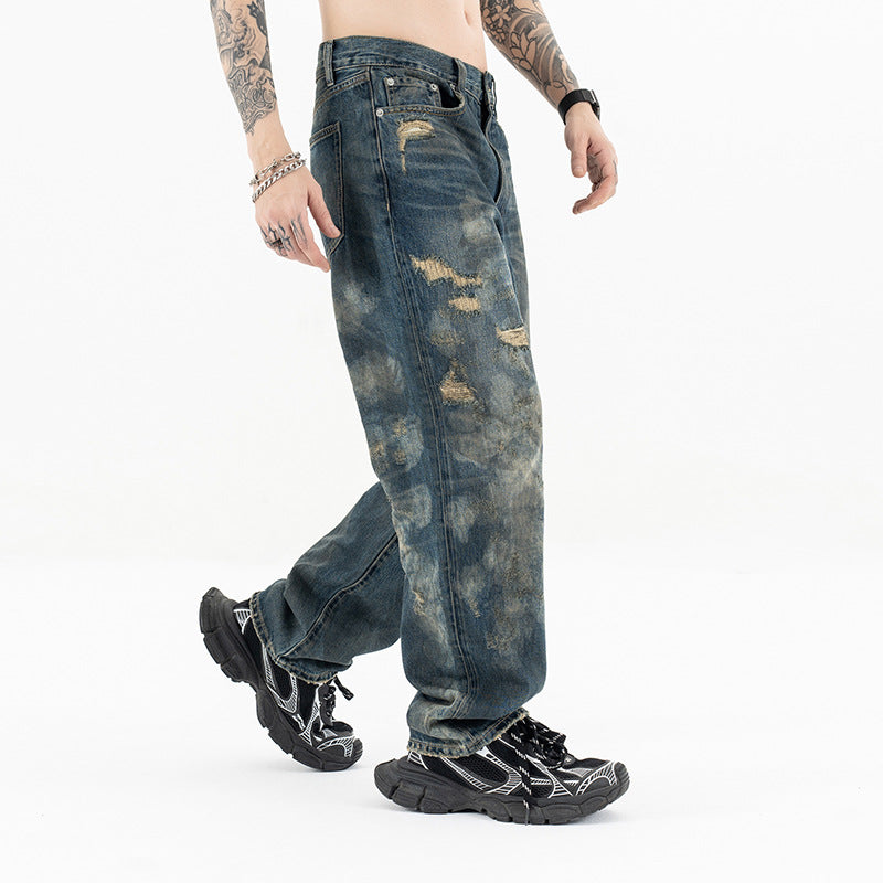 Washed Japanese Casual Straight Jeans | Vintage Comfort Style