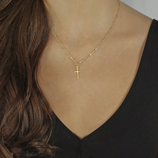 Gold Plated Cross Pendant Necklace | Elegant Faith Jewelry
