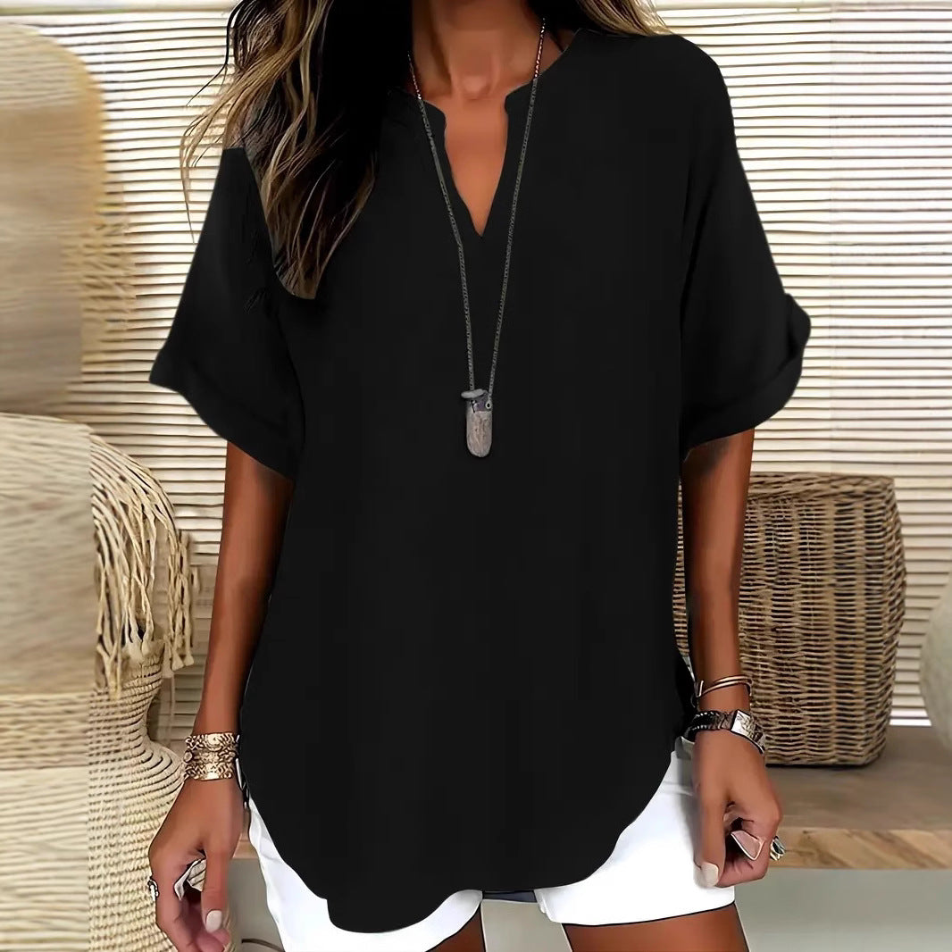 Loose Solid Color Women's Casual Shirt | Chic Summer Relaxation