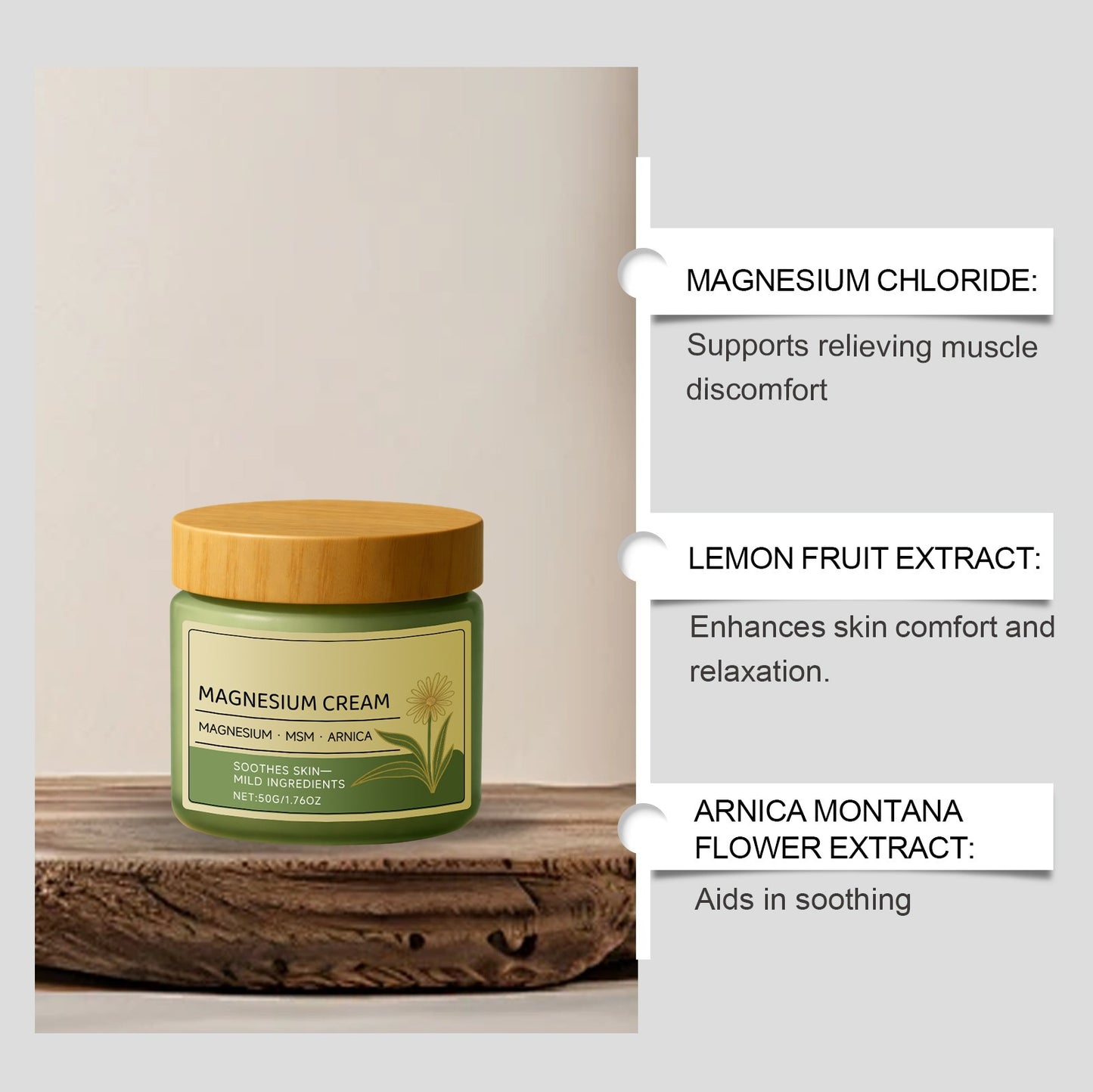 Plant Extract Soothing Massage Cream for Gentle Care of Wrist and Knee Skin
