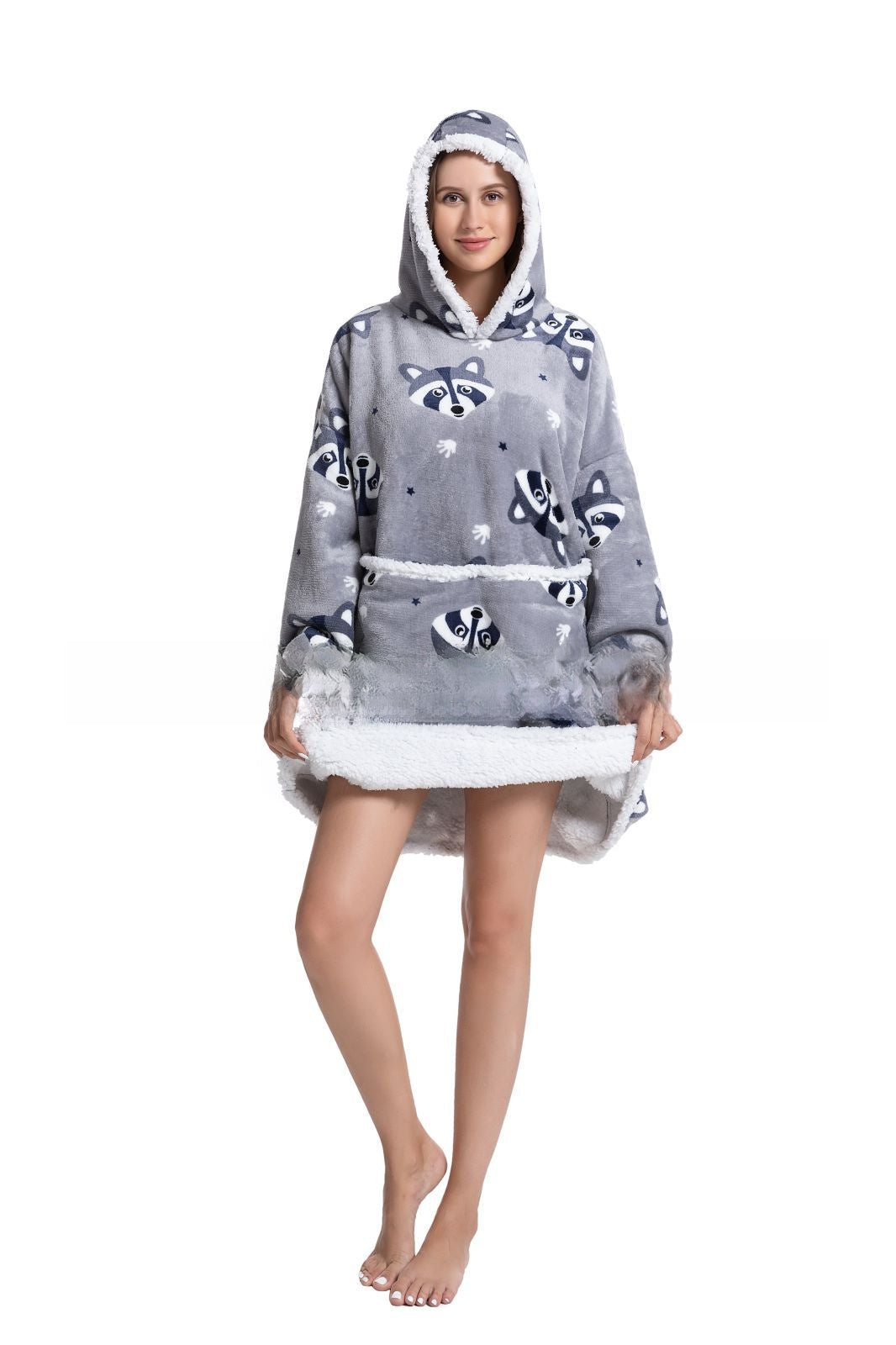 Cozy Lamb Wool Hooded Blanket Pullover | Warm & Soft Wearable Blanket