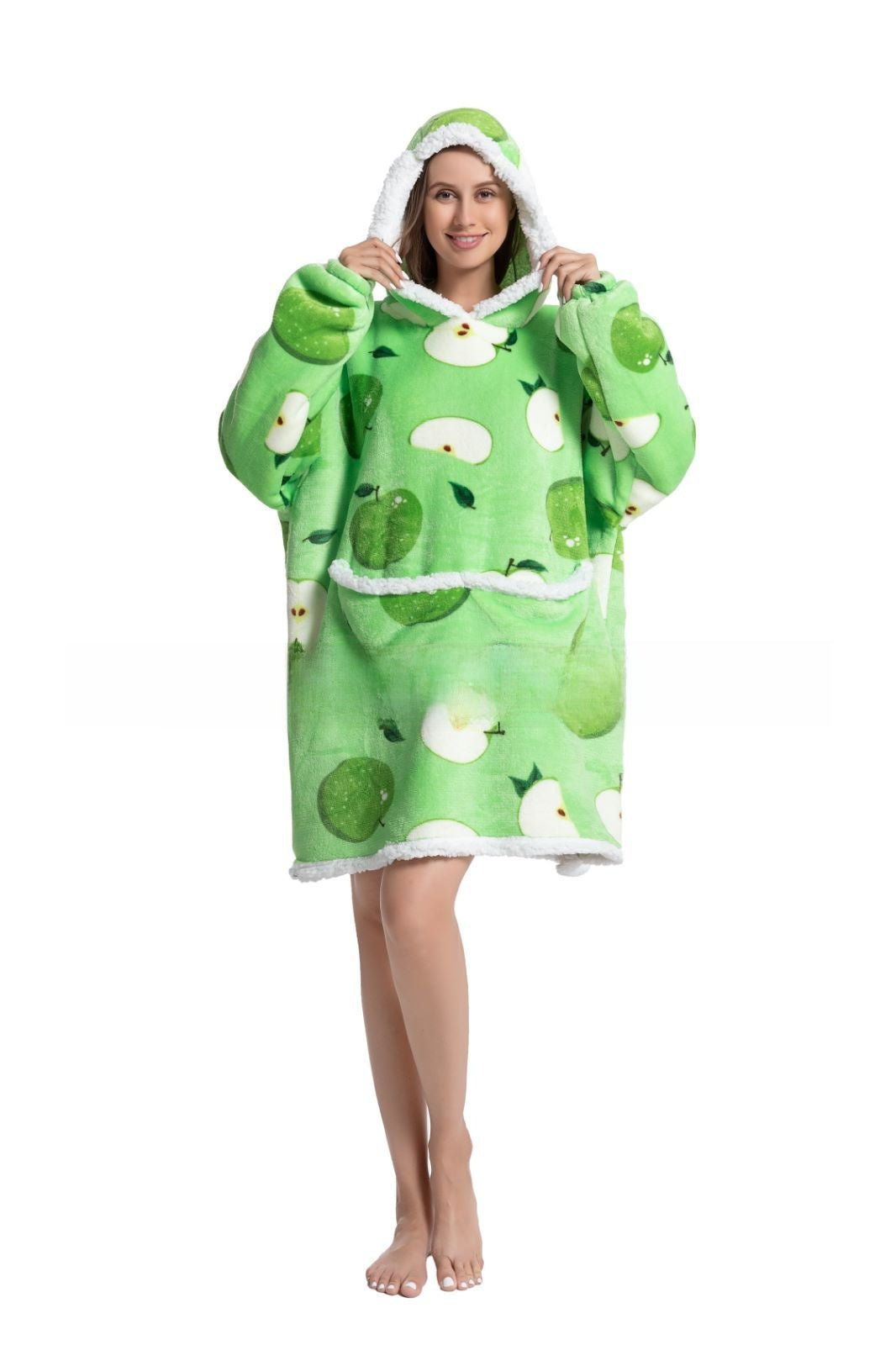 Cozy Lamb Wool Hooded Blanket Pullover | Warm & Soft Wearable Blanket