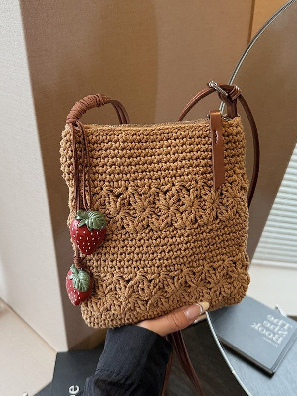 Woven Crossbody Bag with Adjustable Strap