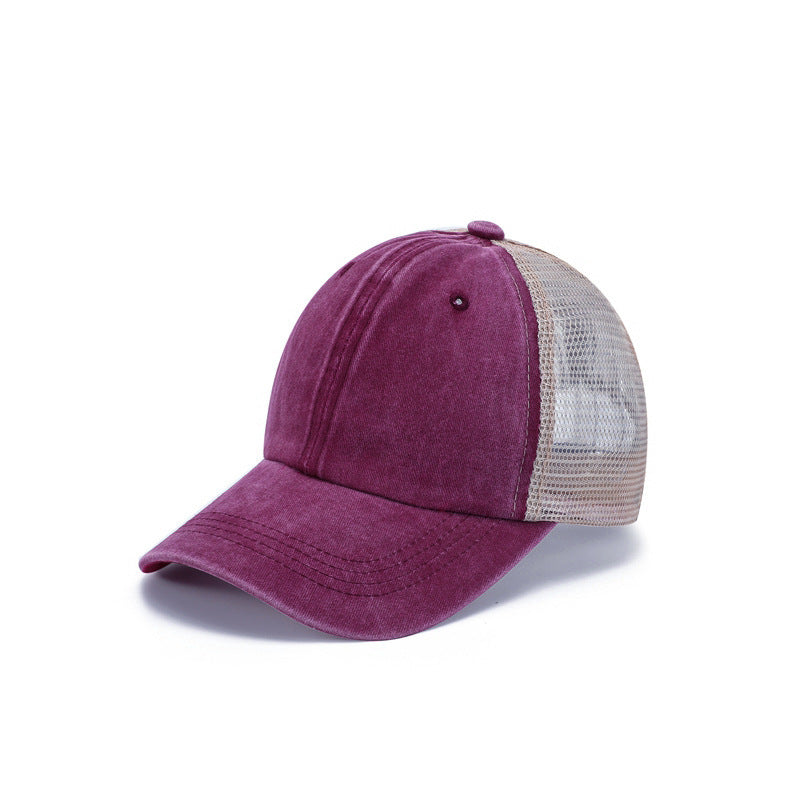 Washed Cotton Baseball Cap with Mesh Panels | Stylish & Breathable
