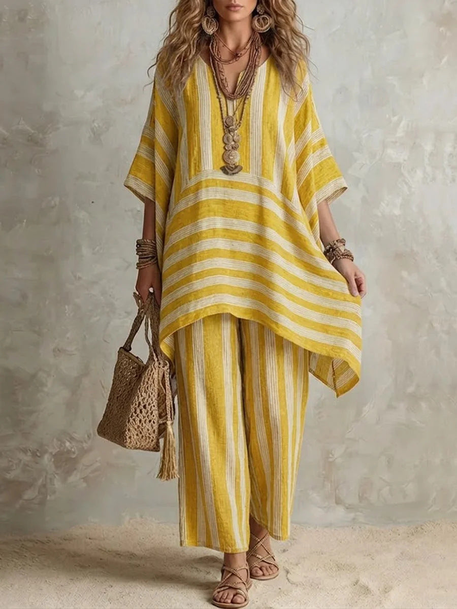 Stylish Women's Striped Casual Two-Piece Set | Effortless Fashion