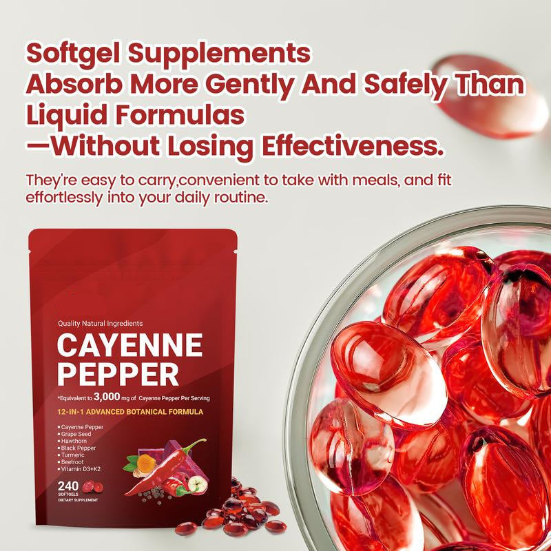 Cayenne Pepper Dietary Supplement Softgels | Natural Health Booster