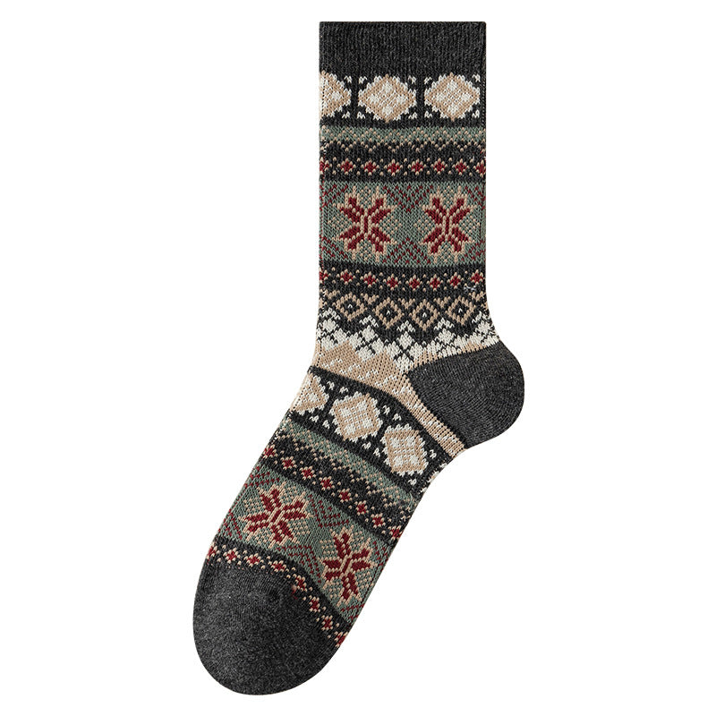 Men's Retro Geometric Pattern Cotton Socks | Stylish & Comfortable