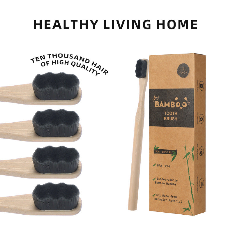 Eco-Friendly Bamboo Toothbrush 4-Pack | Natural Bristles