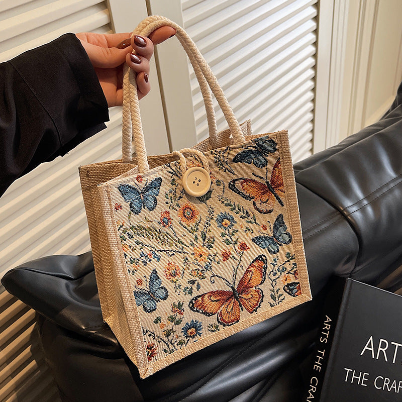 Stylish Linen Lunch Bag Handbag | Perfect for Everyday Use