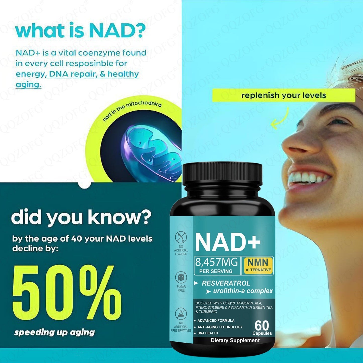 NAD+ Resveratrol Supplement Capsules | Advanced Cellular Health Support
