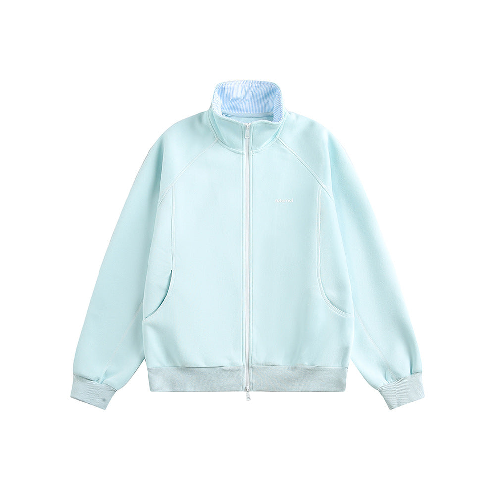 Vintage Deconstructed Stand Collar Sweatshirt | Timeless Design