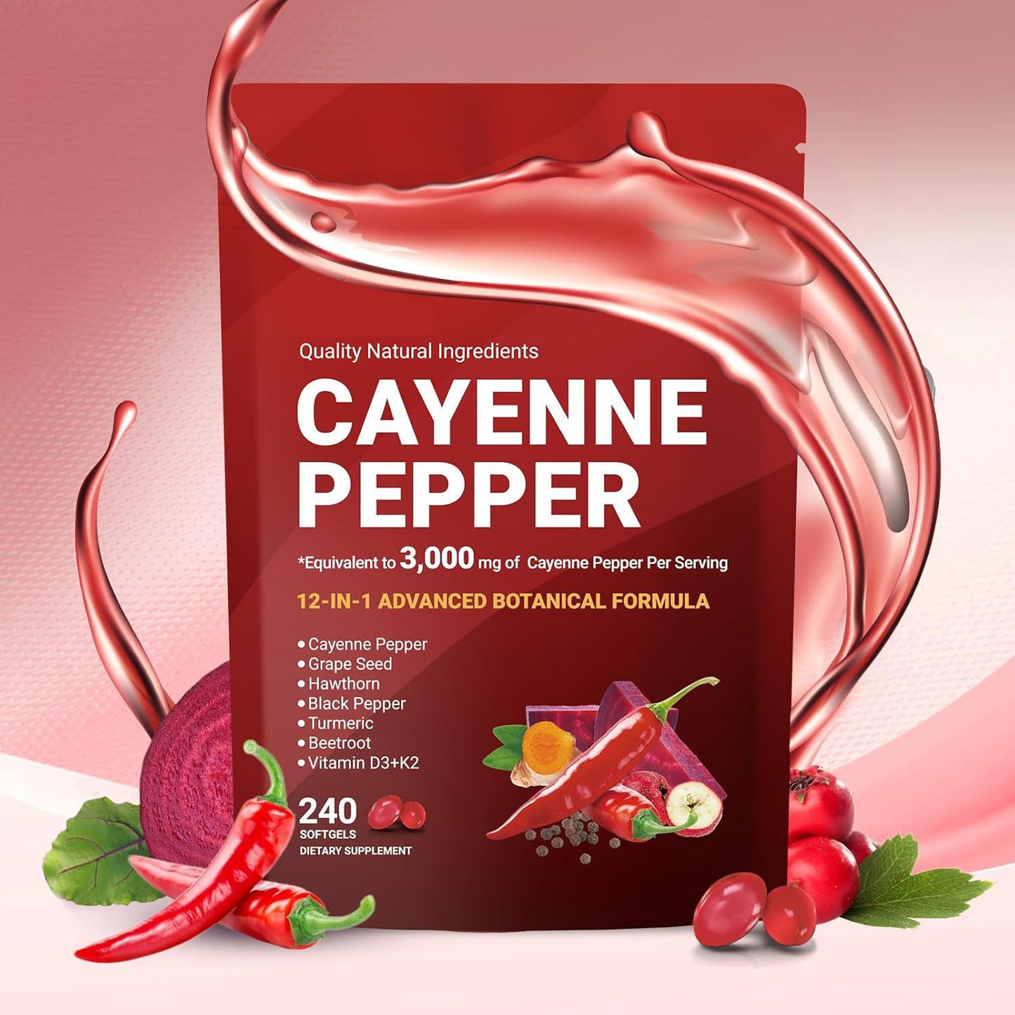Cayenne Pepper Dietary Supplement Softgels | Natural Health Booster