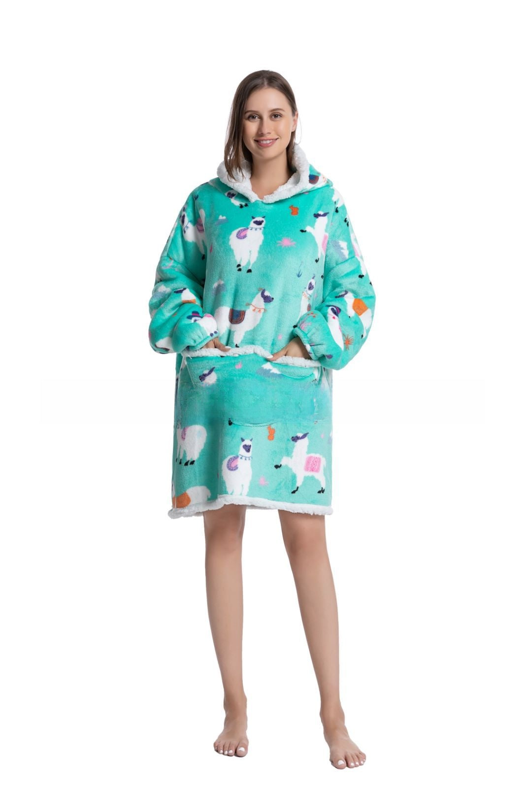 Cozy Lamb Wool Hooded Blanket Pullover | Warm & Soft Wearable Blanket
