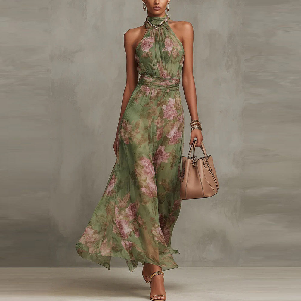 Floral Print High Waist Slit Dress | Elegant Summer Fashion