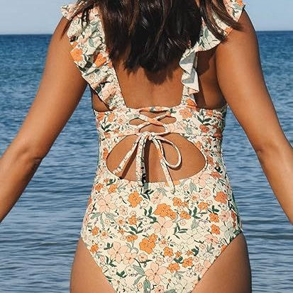 Stylish Women's One-Piece Swimsuit with Ruffles | Elegant & Comfortable