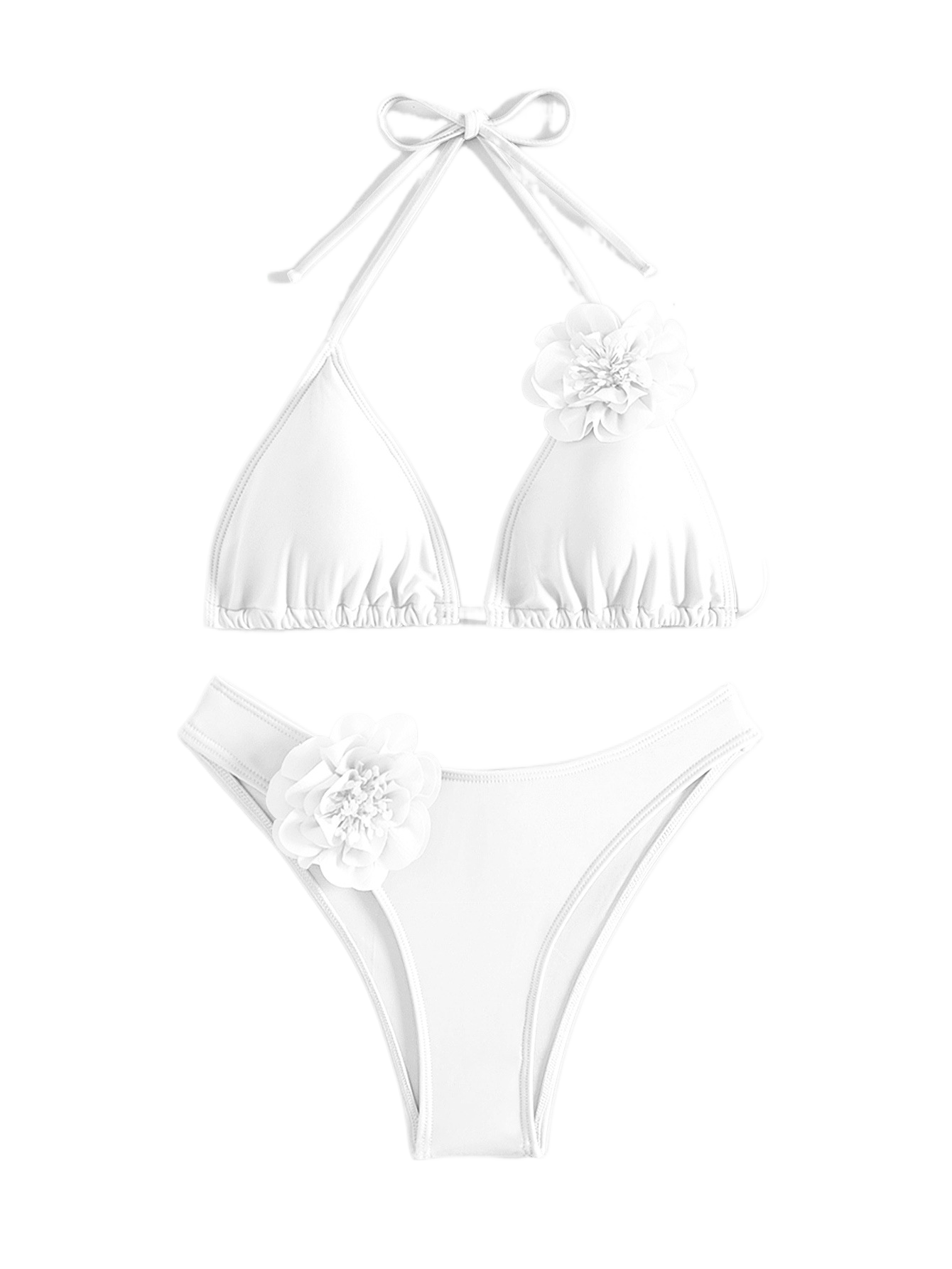 Solid Color Sexy Three-Dimensional Flower Bikini | Trendy Swimwear