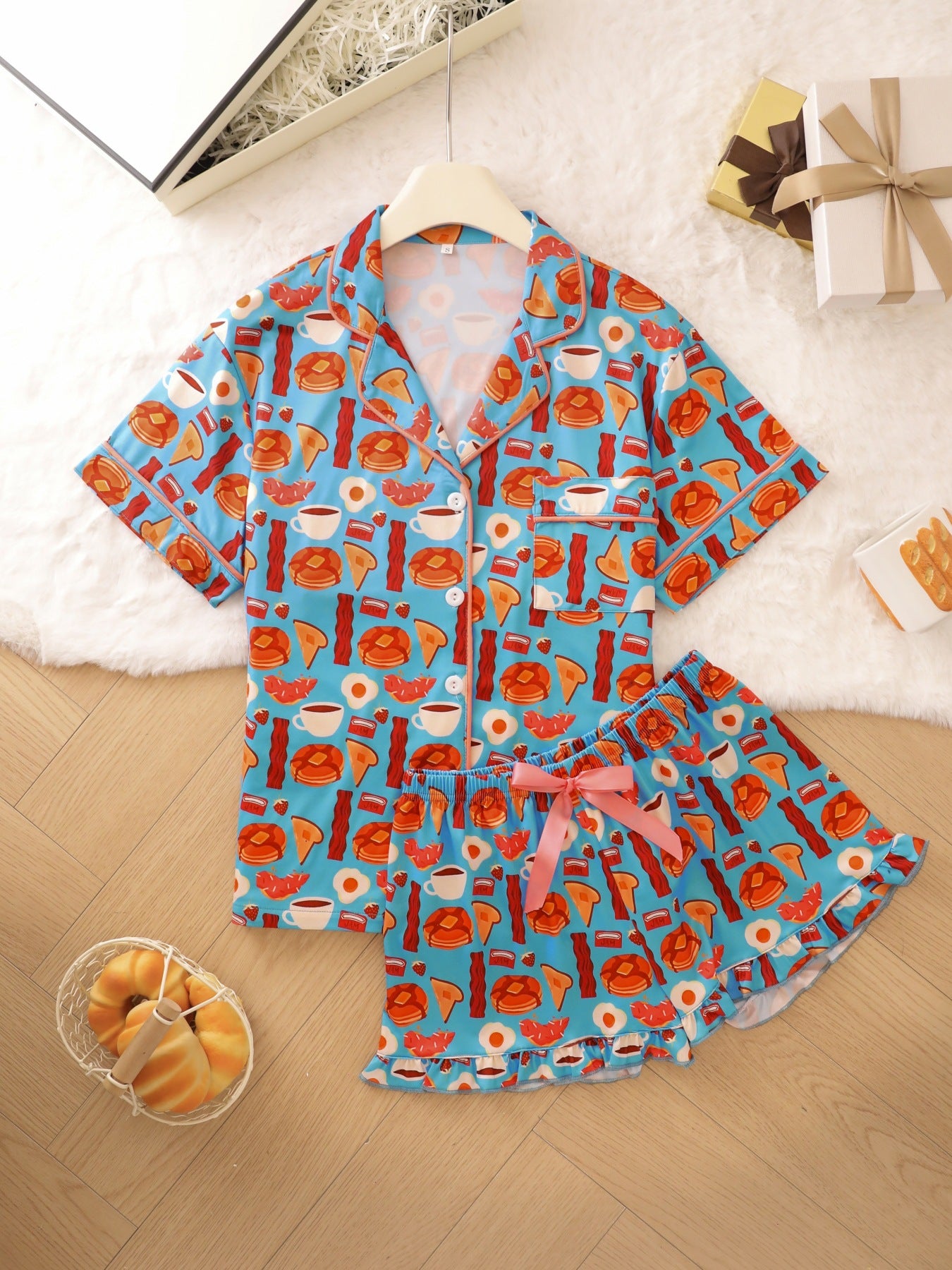 Women's Milk Silk Loungewear Set with Ruffle Shorts | Ultimate Comfort